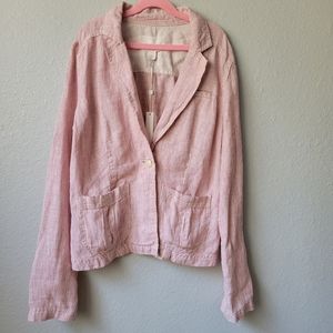 CASLON Linen Blazer White and Red Stripes Women's XS